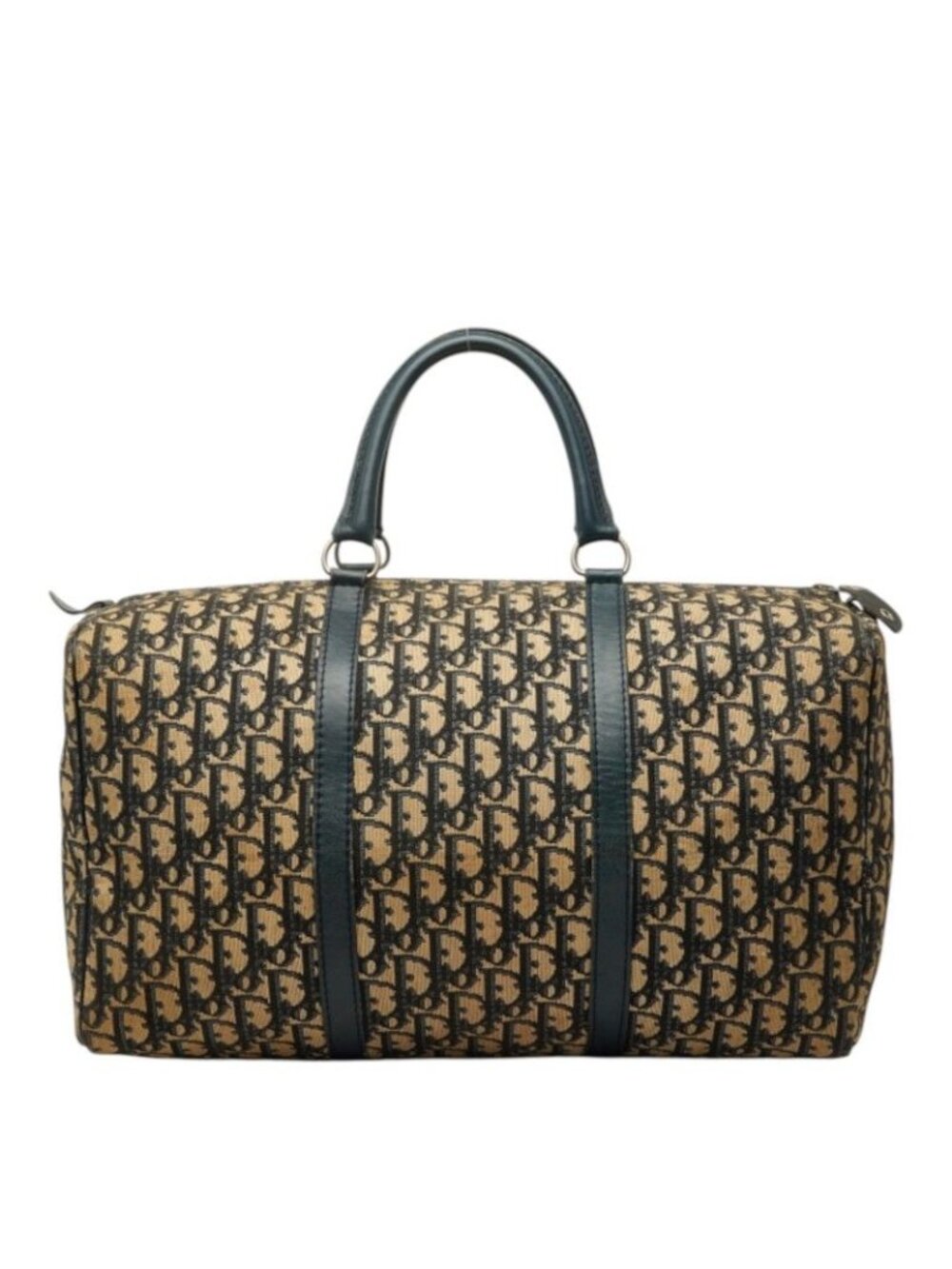 Dior Trotter Boston Bag Beige Navy Canvas Leather